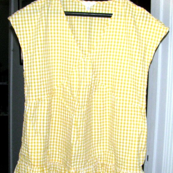 YELLOW & WHITE Seersucker Top Plus Size XL Time & Tru - Picture 1 of 2